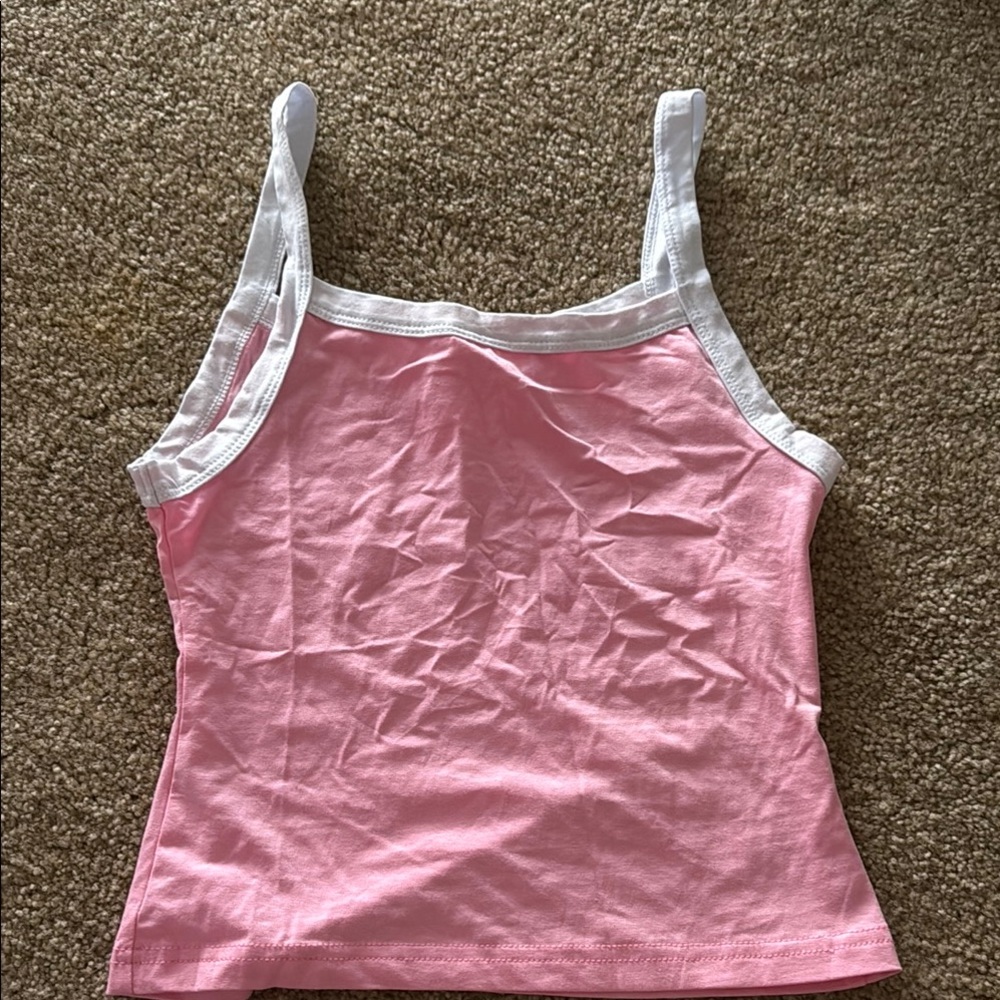 Pink and White Women's Tank Top